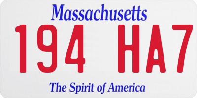 MA license plate 194HA7