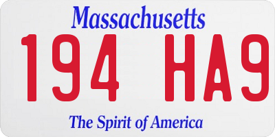 MA license plate 194HA9
