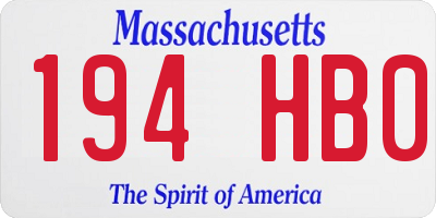 MA license plate 194HB0