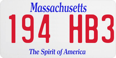 MA license plate 194HB3