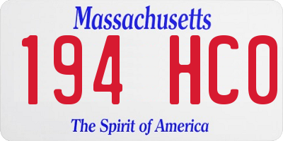MA license plate 194HC0