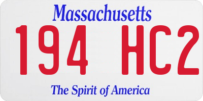 MA license plate 194HC2