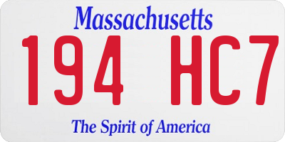 MA license plate 194HC7