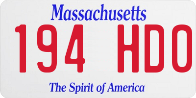 MA license plate 194HD0