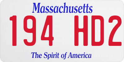 MA license plate 194HD2