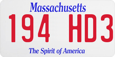 MA license plate 194HD3