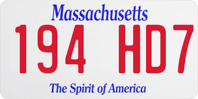 MA license plate 194HD7