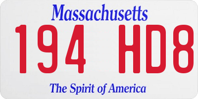 MA license plate 194HD8