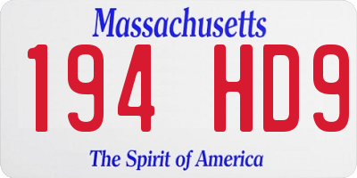 MA license plate 194HD9