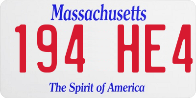 MA license plate 194HE4