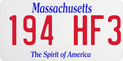 MA license plate 194HF3
