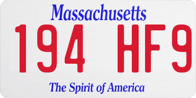MA license plate 194HF9