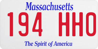 MA license plate 194HH0