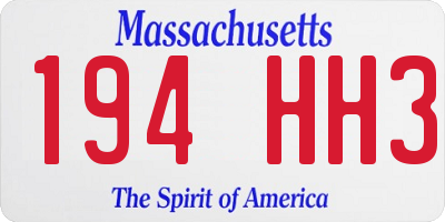 MA license plate 194HH3