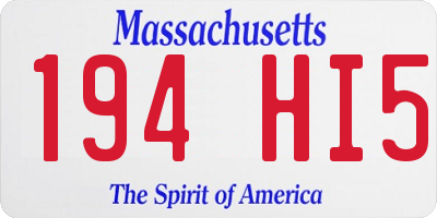 MA license plate 194HI5