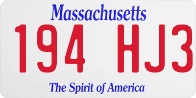 MA license plate 194HJ3