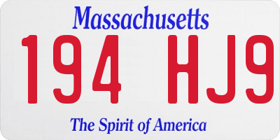 MA license plate 194HJ9