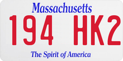 MA license plate 194HK2
