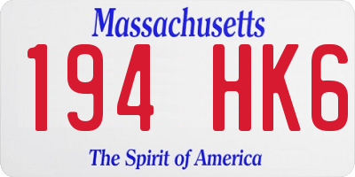 MA license plate 194HK6