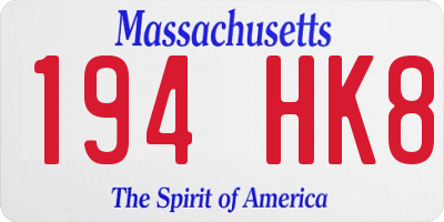 MA license plate 194HK8