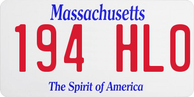 MA license plate 194HL0