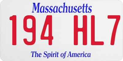 MA license plate 194HL7