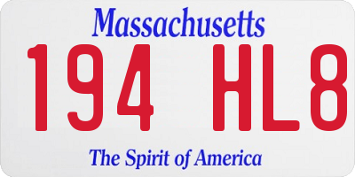 MA license plate 194HL8