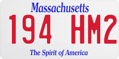 MA license plate 194HM2