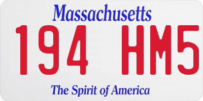 MA license plate 194HM5