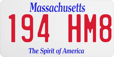 MA license plate 194HM8