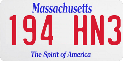 MA license plate 194HN3