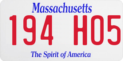 MA license plate 194HO5