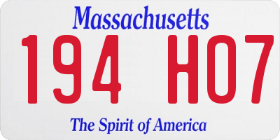 MA license plate 194HO7