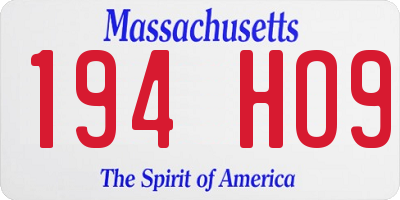 MA license plate 194HO9