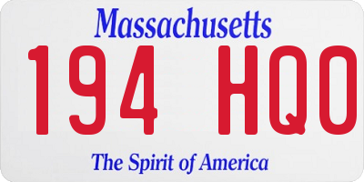 MA license plate 194HQ0