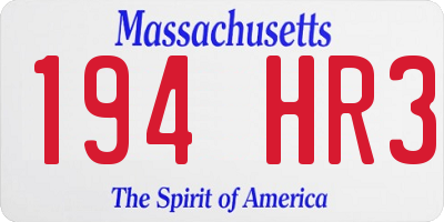MA license plate 194HR3