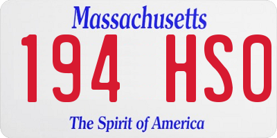 MA license plate 194HS0