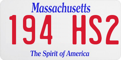 MA license plate 194HS2