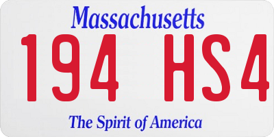 MA license plate 194HS4