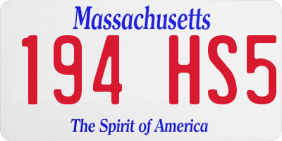 MA license plate 194HS5