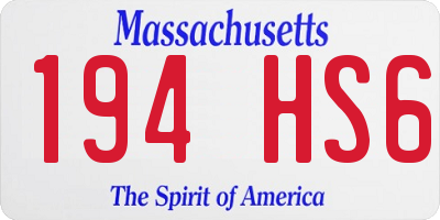 MA license plate 194HS6