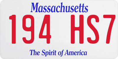 MA license plate 194HS7