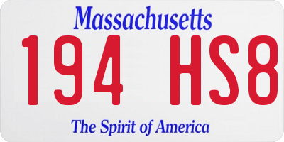 MA license plate 194HS8