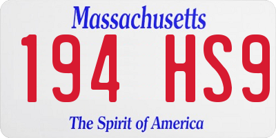 MA license plate 194HS9