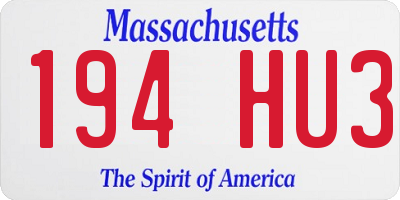 MA license plate 194HU3