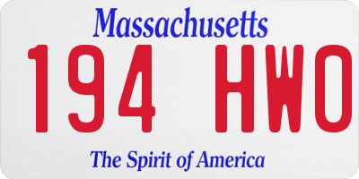 MA license plate 194HW0