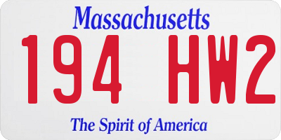 MA license plate 194HW2