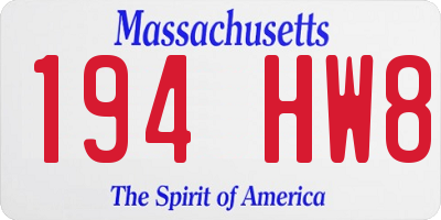 MA license plate 194HW8