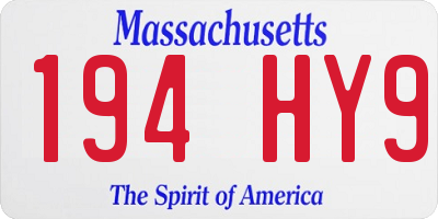 MA license plate 194HY9