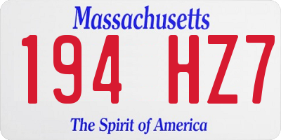 MA license plate 194HZ7